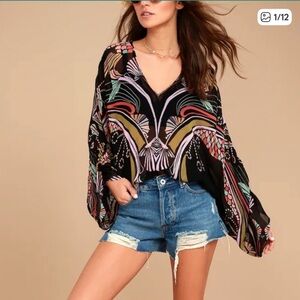 Free People Beneath the Sea top shirt blouse